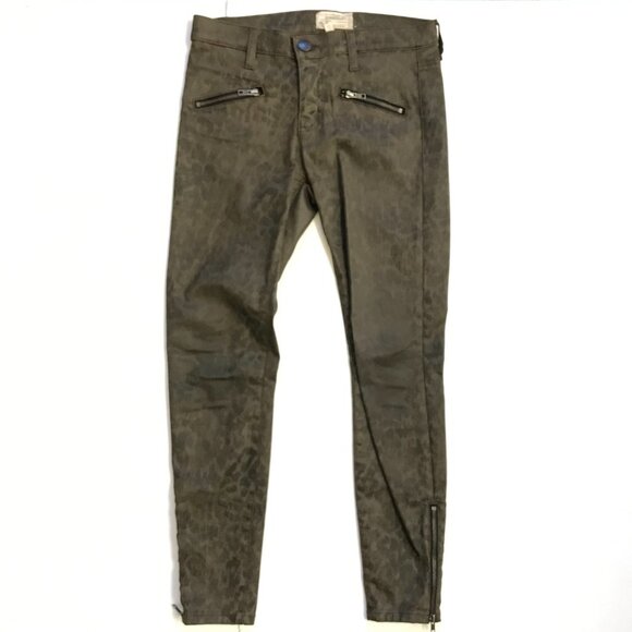 Current Elliott Soho Zip Stiletto Jeans Womens 27 Green Skinny Ankle Zip Stretch - Picture 2 of 13